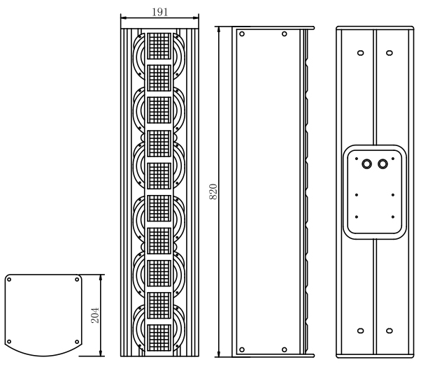 带式高音线性音柱扬声器尺寸图